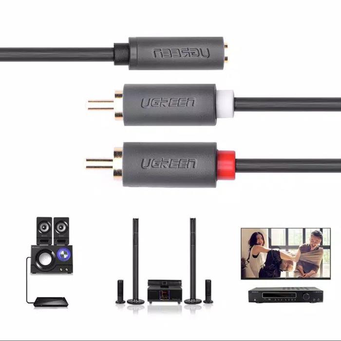 OUTNEW- Ugreen Kabel Audio 3.5Mm To Rca 2 Male Ugreen Aux 3.5Mm Female To Rca