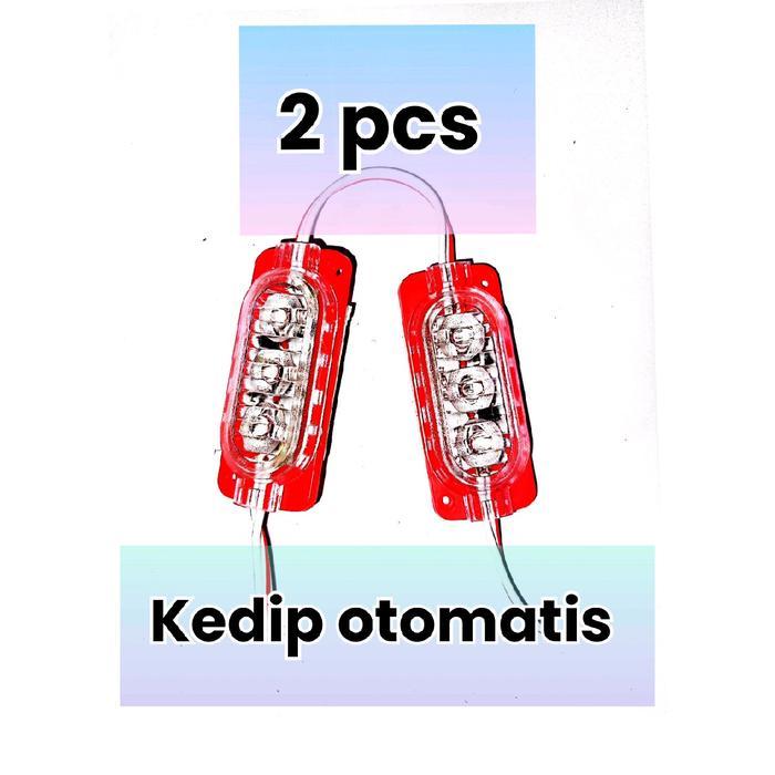 2 buah lampu led ultrasonic 3 mata kedip otomatis 12 volt 24 volt lampu kedip led variasi motor