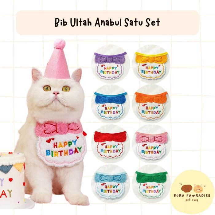 Bib Ulang Tahun Kucing / Bib Ulang Tahun Anjing / Birthday Pet Bib / Topi Ulang Tahun Anjing / Topi