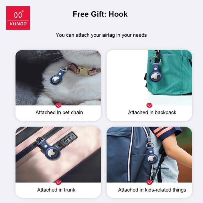 New- XUNDD Original Apple Airtag Case Keychain Holder PU Leather Synthetic