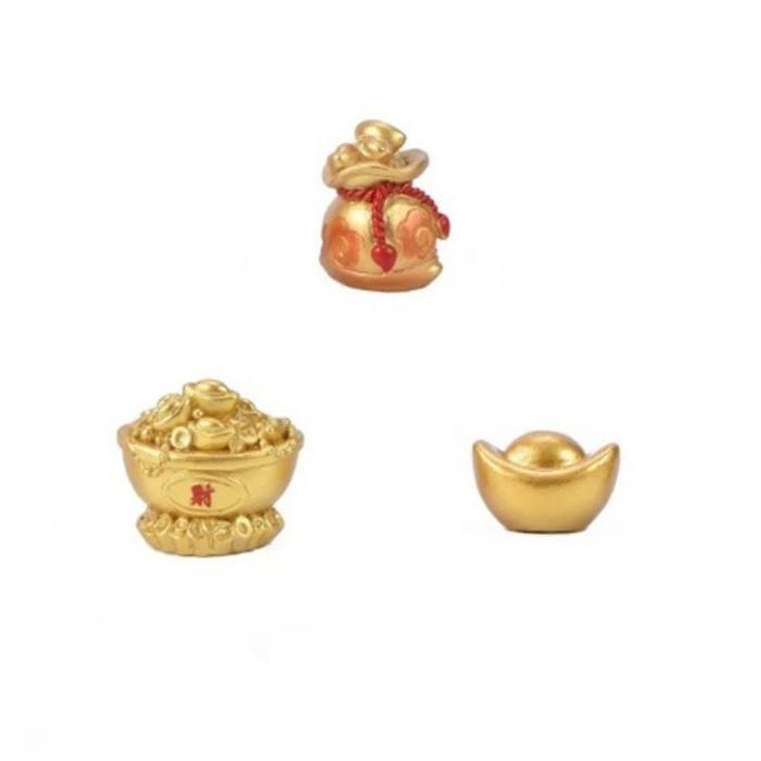 Isi 10pcs Hiasan Imlek Yuan Bao Emas Imlek Gold Yen Pao Topper Money Bag Pajangan Uang Yen Pao