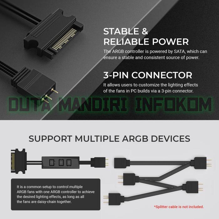 ID COOLING RC ARGB FAN CONTROLLER 5V 3PIN