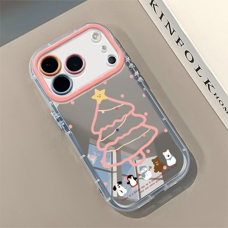 Cermin Dot Pohon Natal Fancy Girl Casing Hp Iphone Ip 11 14 Pro Max Xr 16 13 7 8 Plus Xs X 12 15 Cas