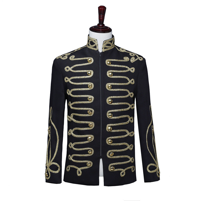 2025 New Men Luxury Palace Banquet Party Suit Stand Collar Zipper Jacket Fashion Host Singer Stage