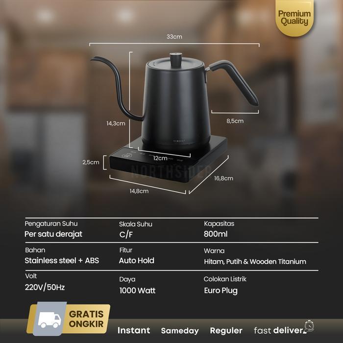 Jinsei Teko Kopi Electric Gooseneck coffee kettle Japanese ZK-KH202