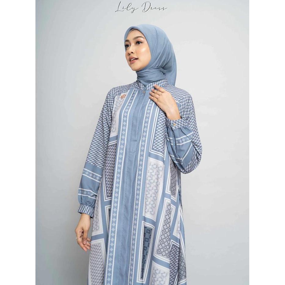 MUSLIFIX- Shalu Nisabila - Lily Dress Gamis Wanita Motif Monogram Premium Elegan Muslimah Syar'I