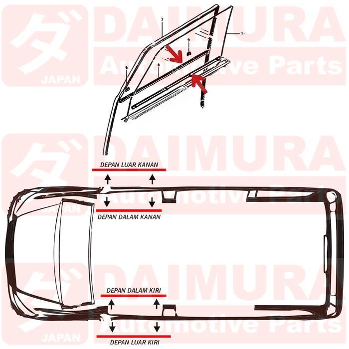 Karet Pelipit List Lis Kaca Weather Strip Kijang Super Grand Extra Ekstra Depan Set