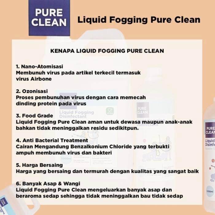 jas1ya- Fogging Liquid Disinfektan Pure Clean 1L Food Grade Cairan Hot Fogging