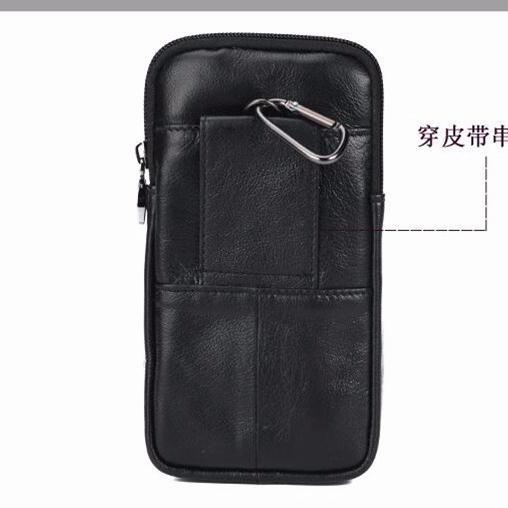 Jual dompet hp pinggang pria kulit asli sarung hp horizontal hp 6,5 inch