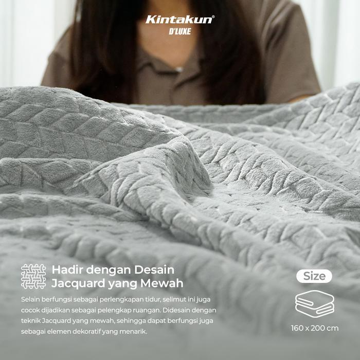 Kintakun Selimut Dluxe Luxury ukuran 160 x 200 - Premium chunky Blanket aesthetic - Selimut polos