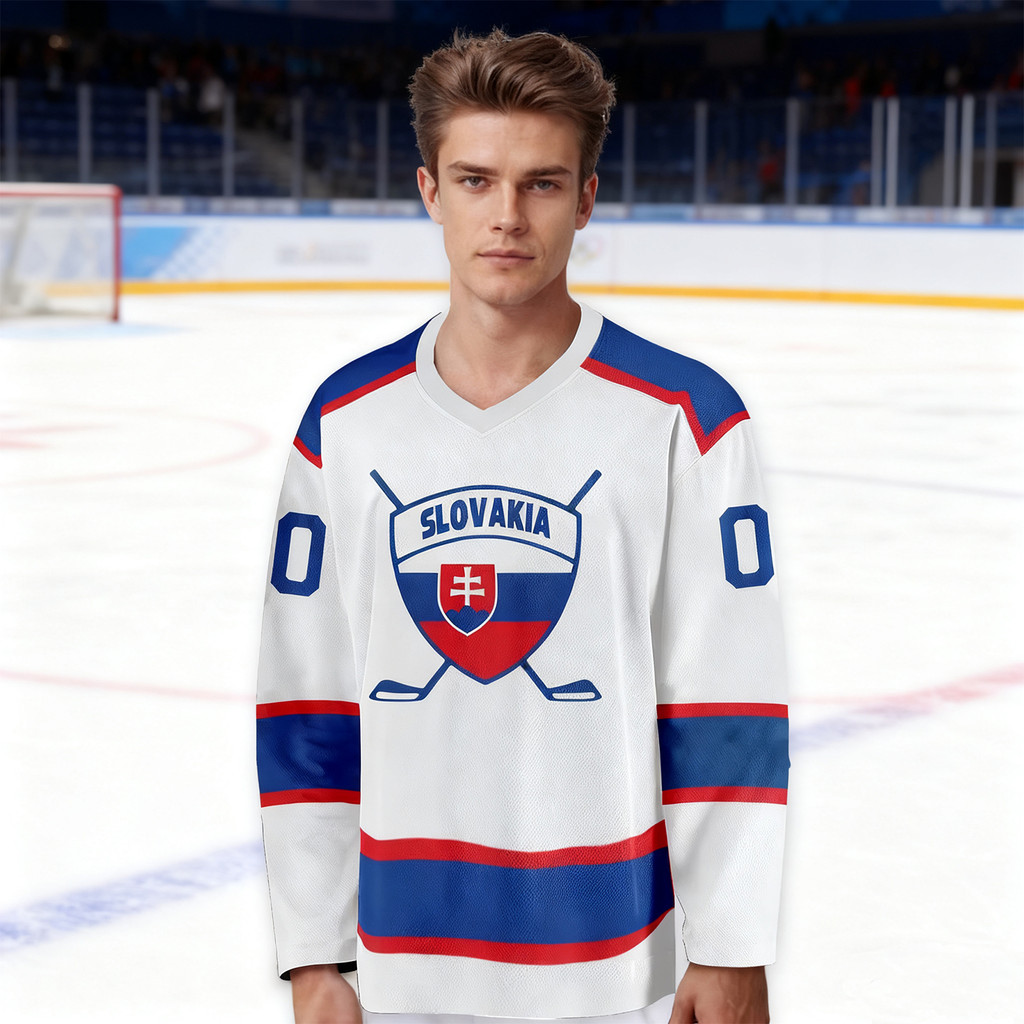 Custom Slovakia Hockey Jersey Personalized Printed Any Name Number Ice Hockey Shirt Men Women Youth