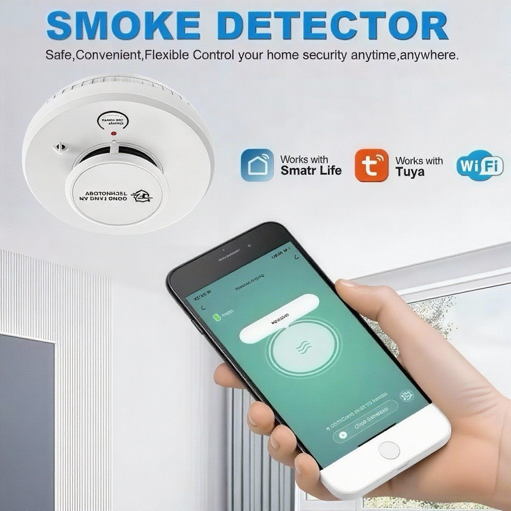 DFA Wifi Smoke Detector 2 in1 Smoke Detector and Heat Detector Smoke Detector Tuy Wifi Fire Alarms