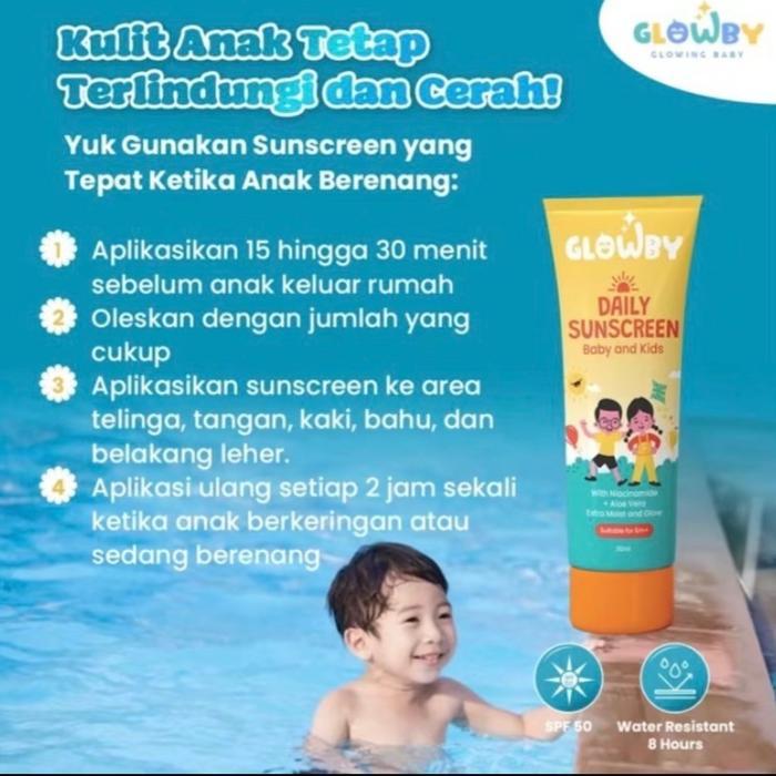 gss Sunscreen Anak Glowby SPF 50 Physical Sunscreen Waterproof Sunscreen Halal Sunscreen Bayi