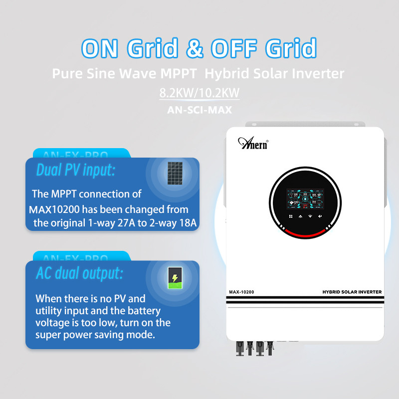 6200W 8.2Kw 10.2Kw 10200W Solar Grid Inverter 48V Solar Hybrid