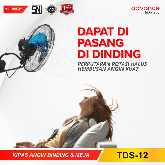 TROYC- CodAdvance Kipas Angin Tds-12 Kipas Angin Turbo Baling-Baling Besi 12" 2In1 Wall &
