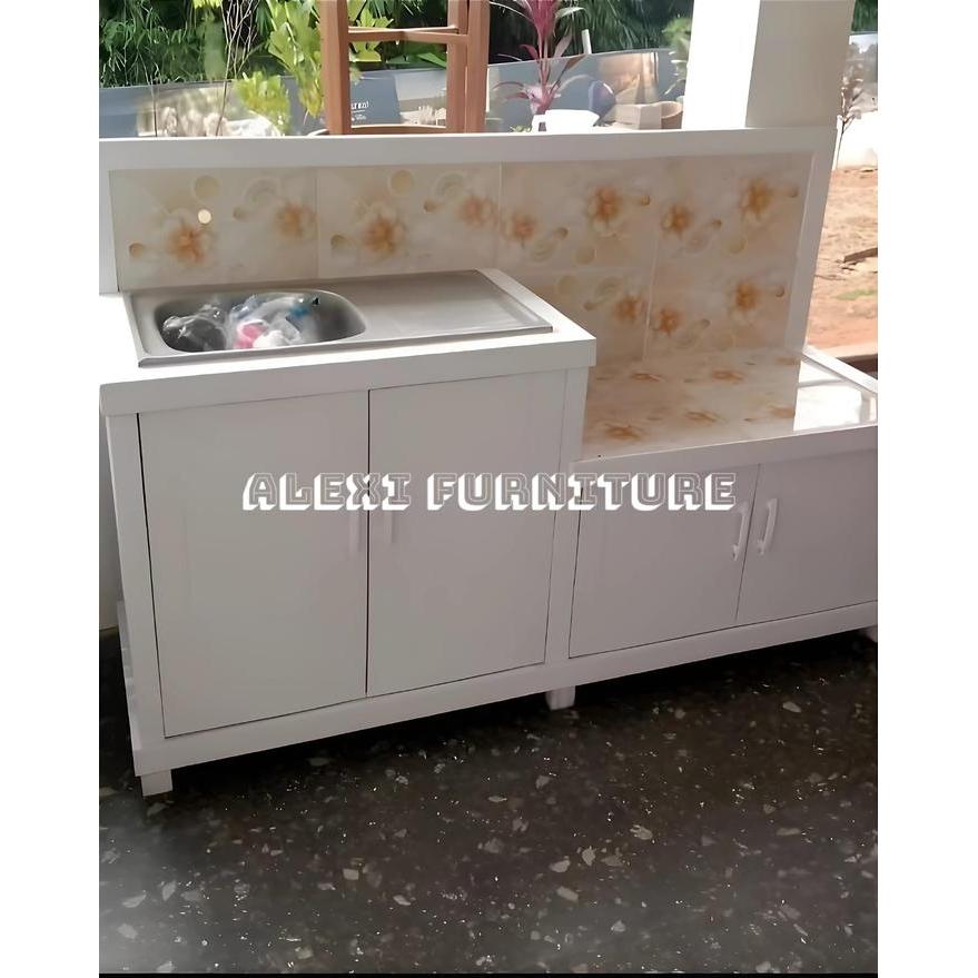 Rak Kompor Meja Wastafel 4 Pintu Kayu - Solusi Penyimpanan Praktis dan Ekonomis untuk Dapur Anda