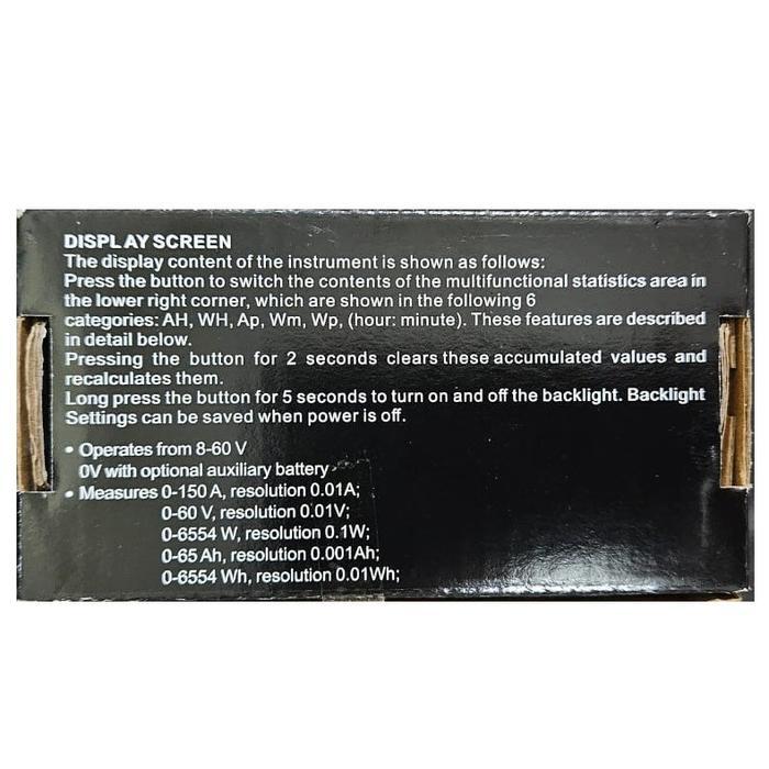 trialpeck- Dc Digital Power Meter - Wh Ah Watt Voltage Ampere