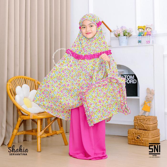 TERLARIS Shahia Servantina - (Set Sajadah) Nadira Mukena Anak Perempuan 3-10 Tahun Mukena Cotton