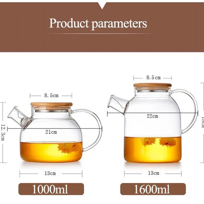 Promo Teko Kaca Tahan Panas Api Pitcher Teh Kopi Transparant Teapot Kettle Original