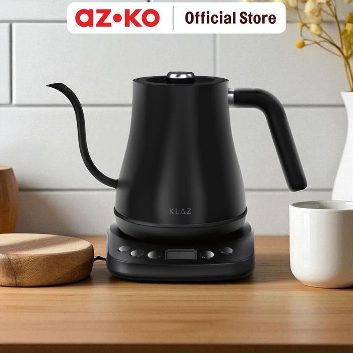 AZKO Klaz 1 ltr Teko Listrik Digital Gooseneck - Hitam Ceret Food Grade Dengan Handle Ketel Air
