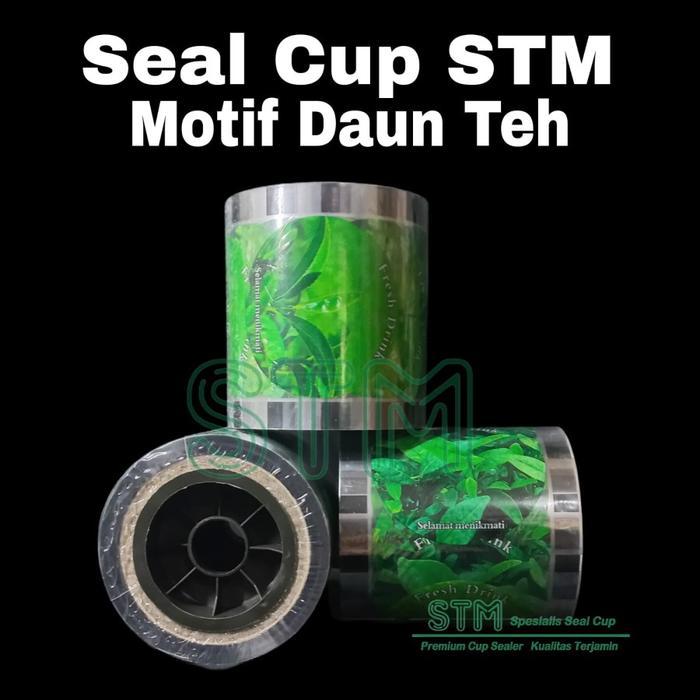 1e5hy- Lid Seal Cup Plastik Roll 1000Cup Motif Polos Drink Blok Hitam Putih Korea Love