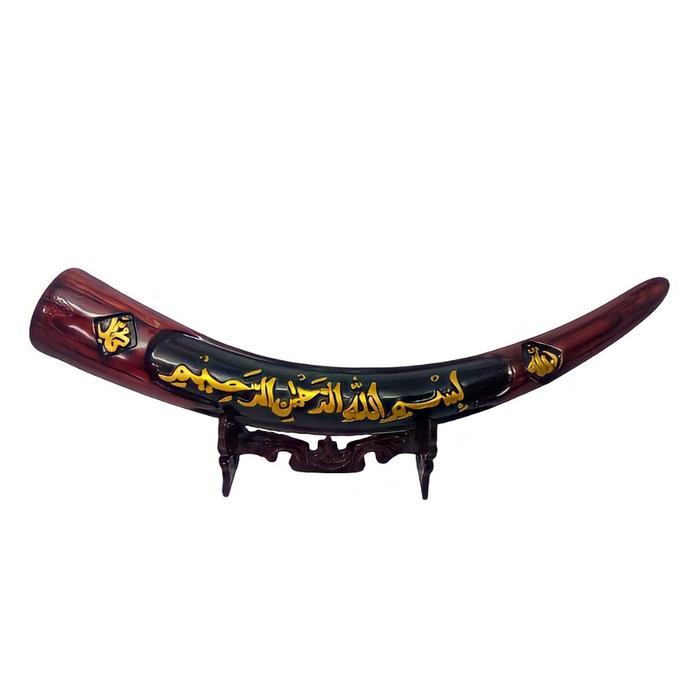 Pajangan dinding aesthetic hiasan meja lemari kaca kaligrafi replika taring gading gajah kalimat