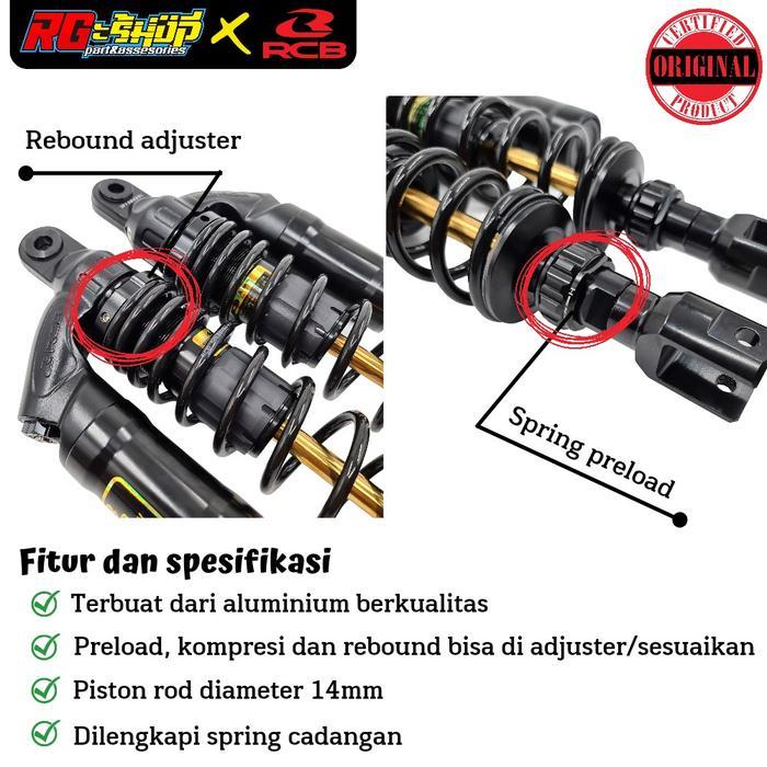 Shock Shockbreker Belakang PCX 160 2021 Racing Boy RCB VD Black Series Premium 360mm Original