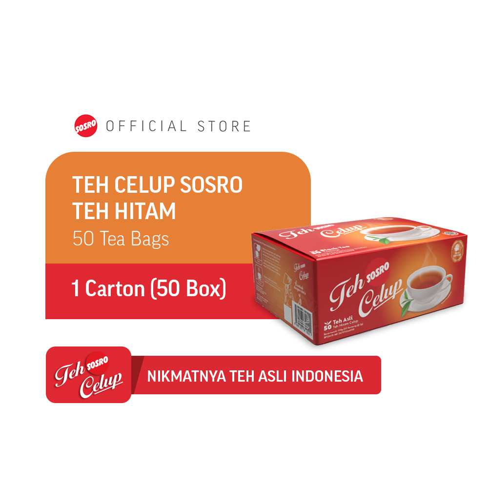 Teh Celup Sosro -  50 Tea Bags | Teh Hitam | Teh Celup | Carton isi 50 box