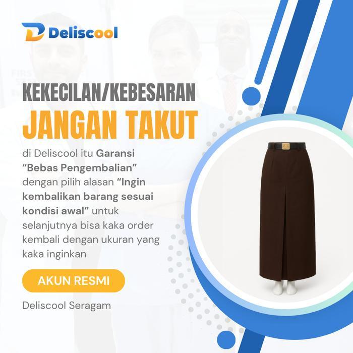 OTWARE- Deliscool Rok Span Coklat Panjang Belah Satu Rok Pramuka Sma Span Panjang Belah Depan