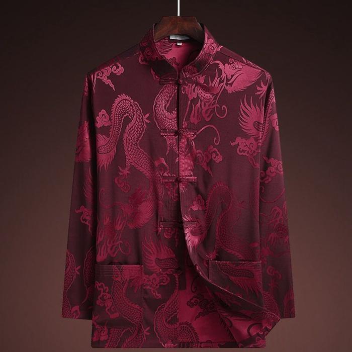 DISKON TC-88 8warna Atasan cheongsam pria lengan panjang baju imlek pria READY STOCK
