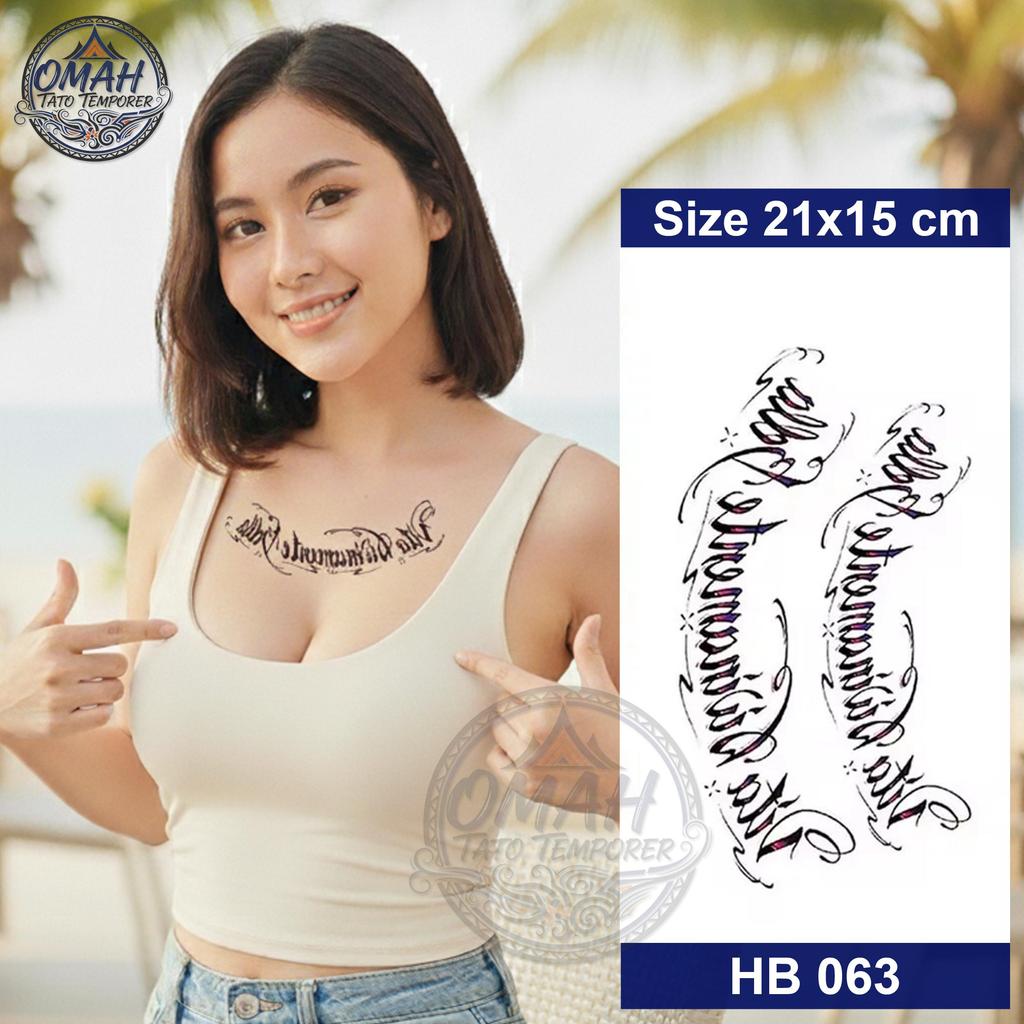 HB 063 Tato Temporer Temporary Tattoo Waterproof Model Tulisan Dada Aesthetic Size 21x15 cm