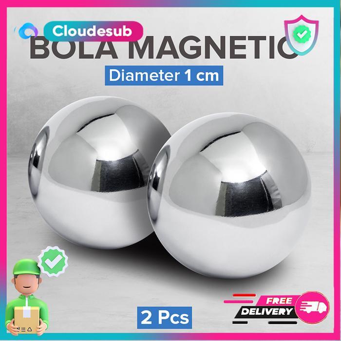 yf6l- Bola Magnet Super Kuat 10Mm Magnetic Clamps Orbs 2 Pc - Silver