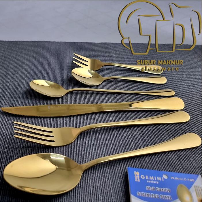 nrd [6 pcs] Pisau Steak Emas Tebal Hotel Stainless Steel Gold Steak Knife