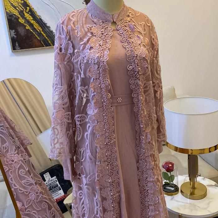 MUSLIFIX- Gamis Yuna Delfia T015 Brokat Mewah Muslim Dress Wanita Pesta Lebaran Maxi Dewasa