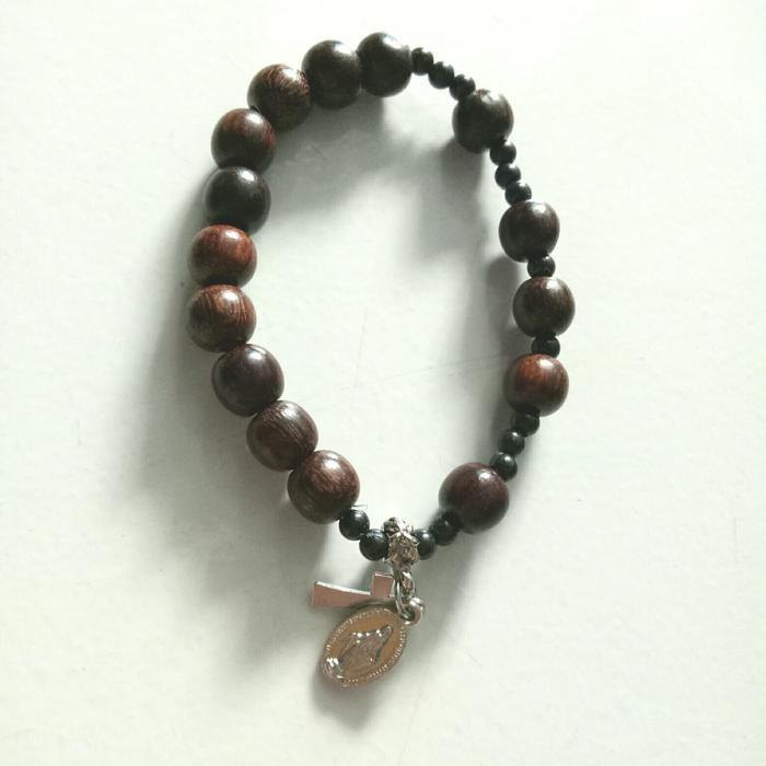 gelang rosario kayu stigi asli