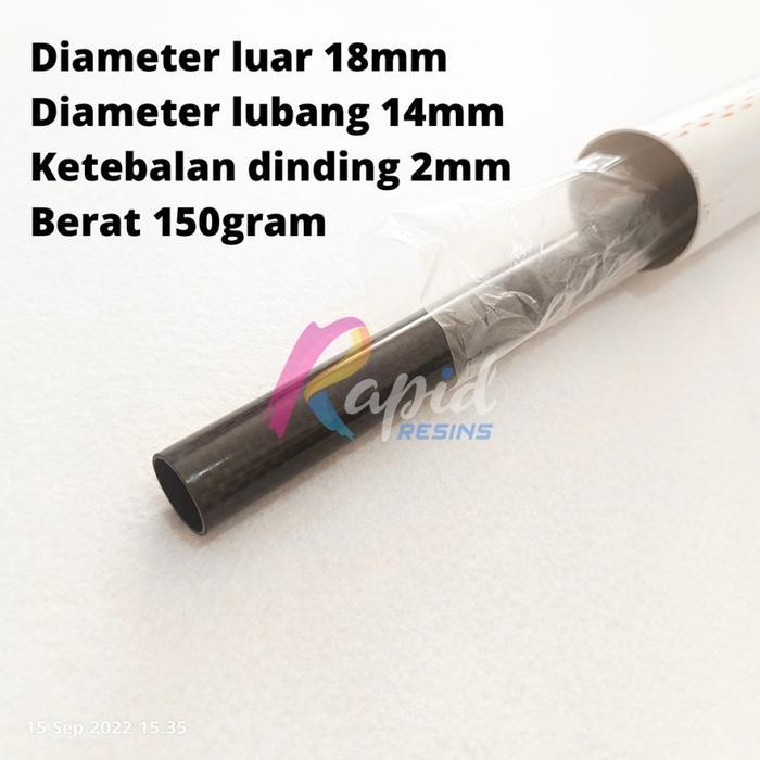 Pipa Carbon Tube 18 x 14 x 1000 mm Tabung Serat Karbon 3K od 18 id 14