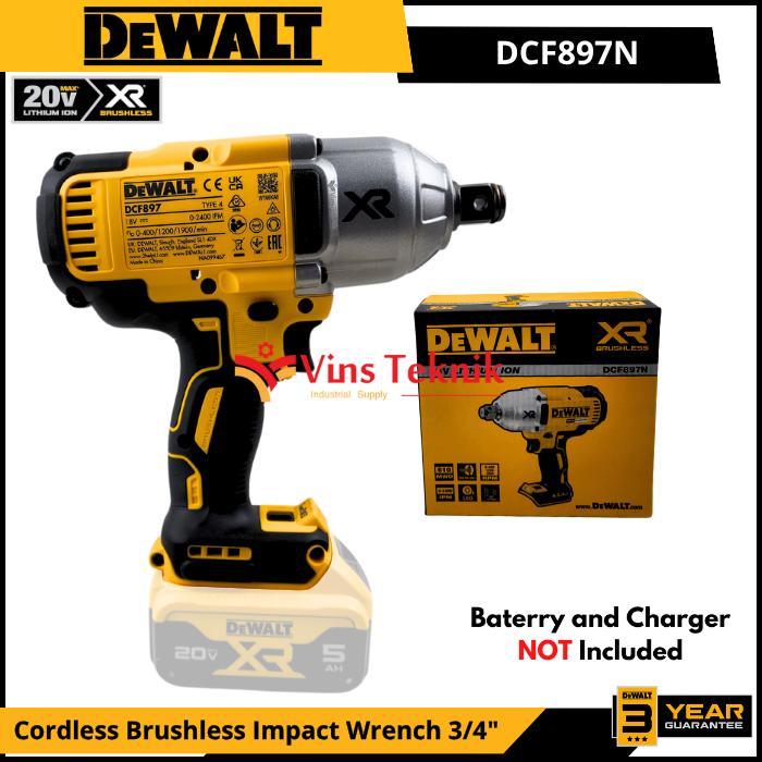 DEWALT DCF897N Mesin Pembuka Baut Baterai Cordless Brushless Impact Wrench 3/4" 950Nm 20V DCF897