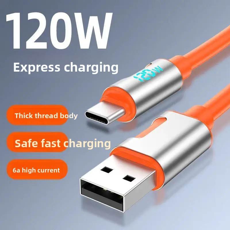 Silicone Usb Fast Charge Data Cable 120W 2M Suitable For Oppo Mobile Phones Type-C Charger