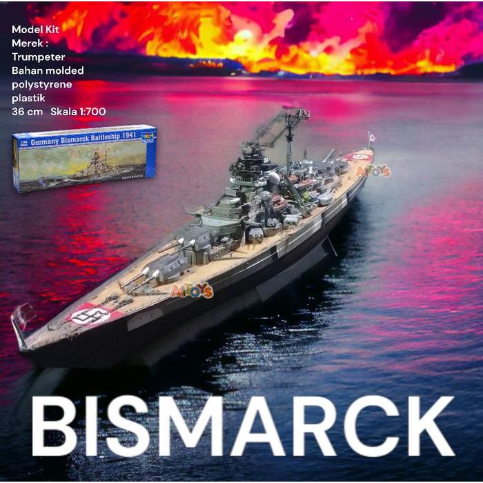 Model Kit kapal perang BISMARCK Trumpeter 36 cm 1:700