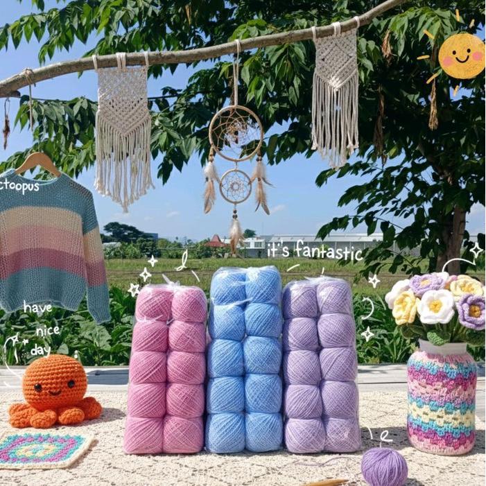 BENANG RAJUT PREMIUM KATUN BALI 1 MM / SMALL PLY COCOK UNTUK MEMBUAT BAJU SWEATER , AMIGURUMI DLL