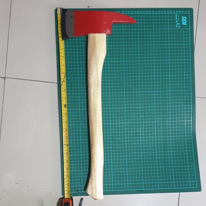 liqo- Kapak Pemadam Import Kapak Damkar Gagang Kayu 60Cm Kepala Baja Kuat