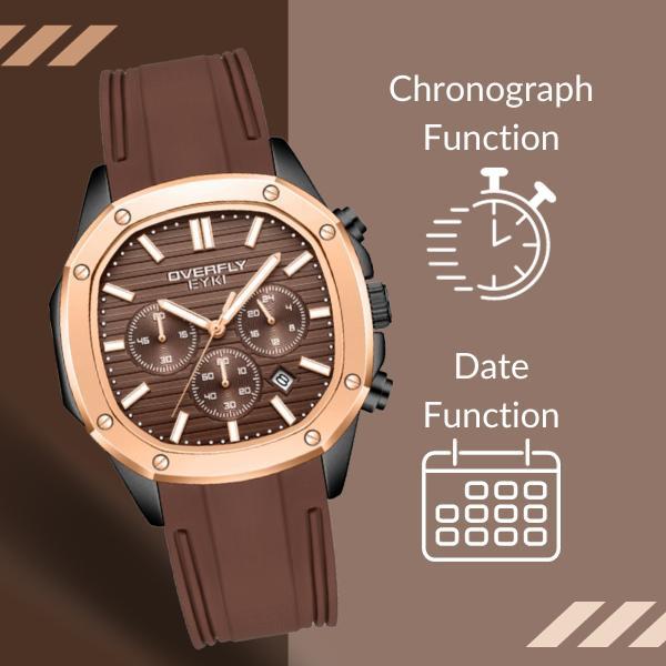 EYKI JAM TANGAN PRIA SILICON COKLAT CHRONO TERBARU SPORT E3206L