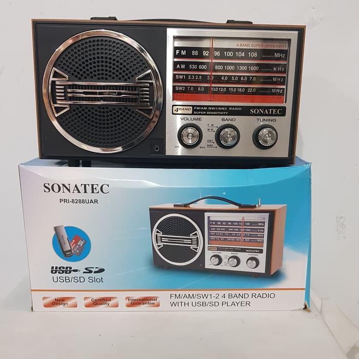 Radio Jadul Kayu Sonatec 8288 Am Fm Radio Portable Bisa Usb Sd Card