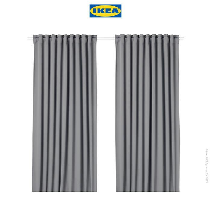 IKEA MAJGULL Gorden Anti Tembus Cahaya 1 Pasang Abu-Abu 145x250 cm