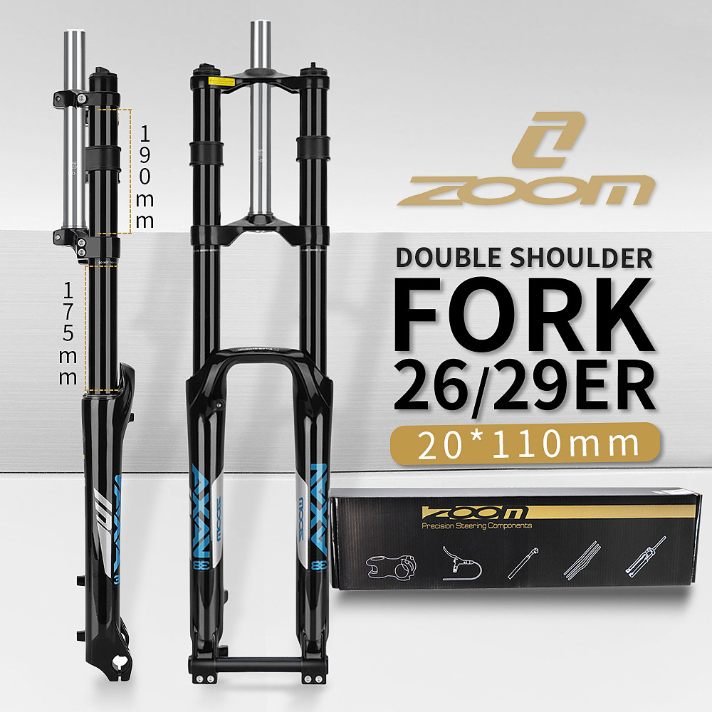 Zoom Dual Crown Dh Fork - 26/27.5/29 Inch Mtb, High-, 175Mm Travel, Rebound & Compression Adjust,
