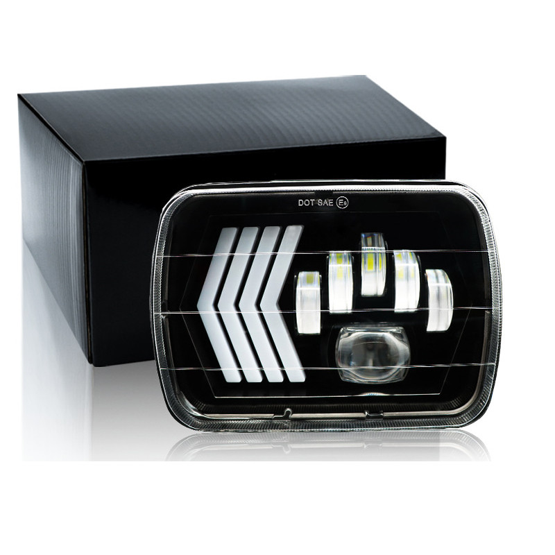 Square 7x6 5x7 inch LED Projector Headlight Arrow Turn Signal Lamp 7 inch LED Projector Headlight