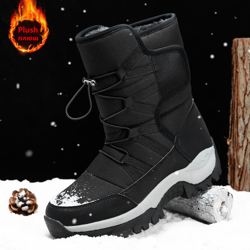 New Winter Hiking Boots Warm Men'S Boots High Top Couple Snow Boots Winter Outdoor Anti-Slip Ankle