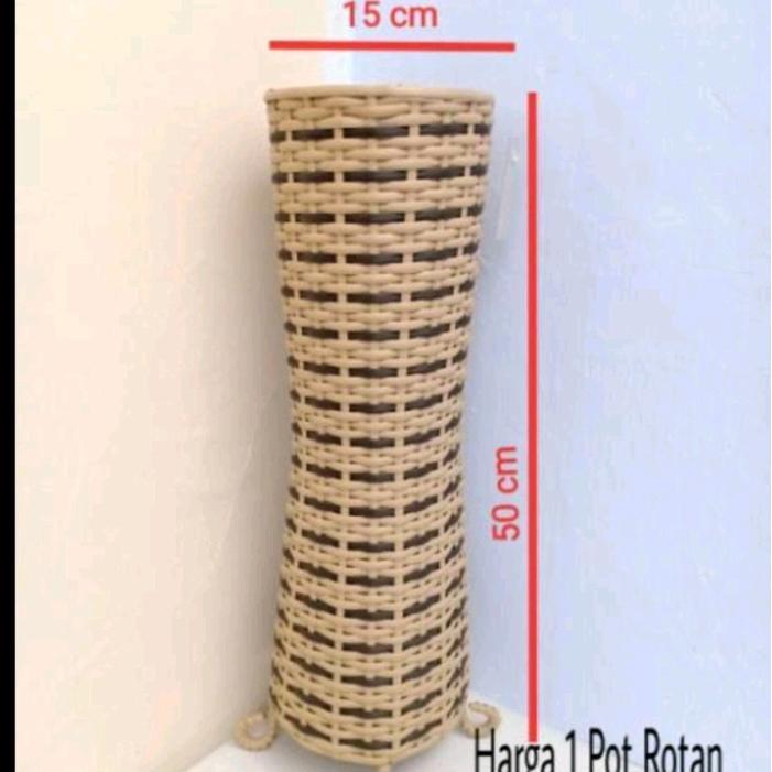 POT VAS BUNGA ARTIFICIAL ROTAN SINTETIS BESI BULAT/KOTAK T60 DEKORASI Tanaman