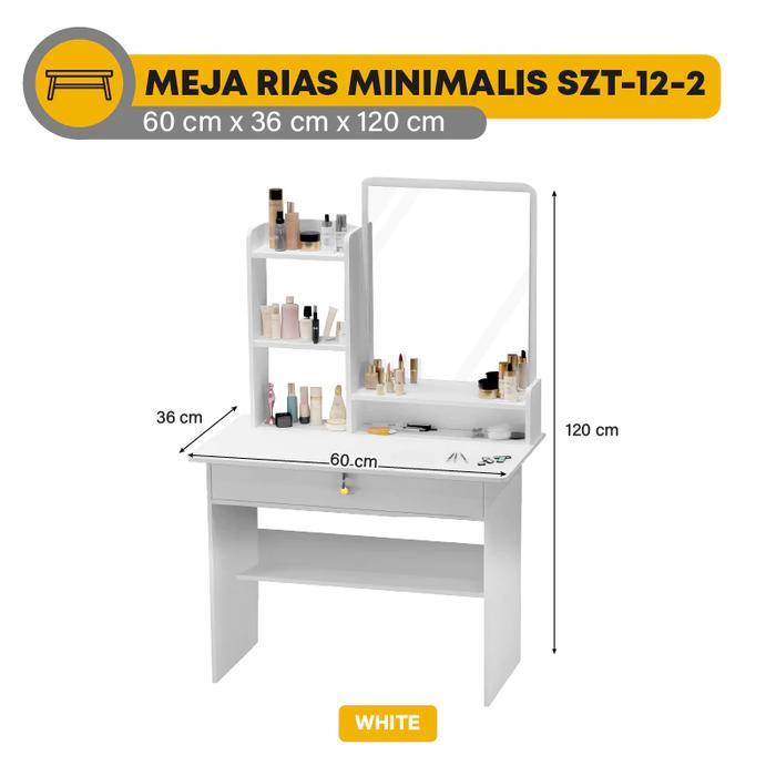 Meja Rias Cermin Minimalis Meja Rias Serbaguna Szt-12 Lemari Rak Kosmetik Laci Bahan Kayu