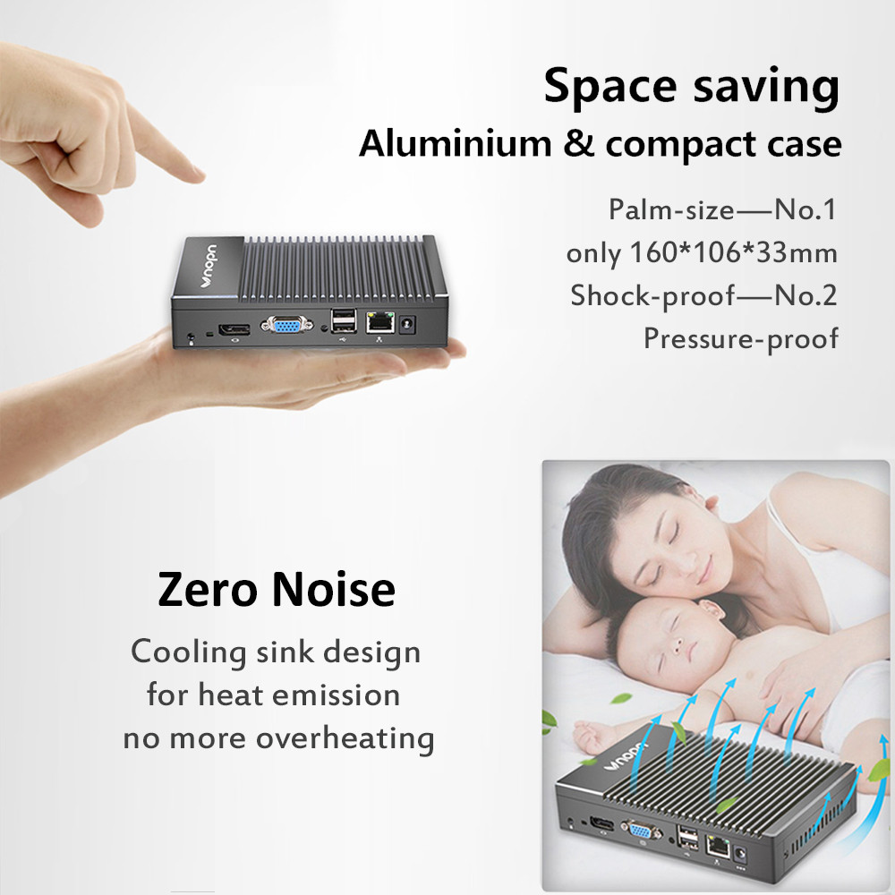 - Vnopn Mini Pc Amd Windows 10 Linux Quad-Core Fanless Wifi Gigabit Lan Barebone Hd-Mi Vga